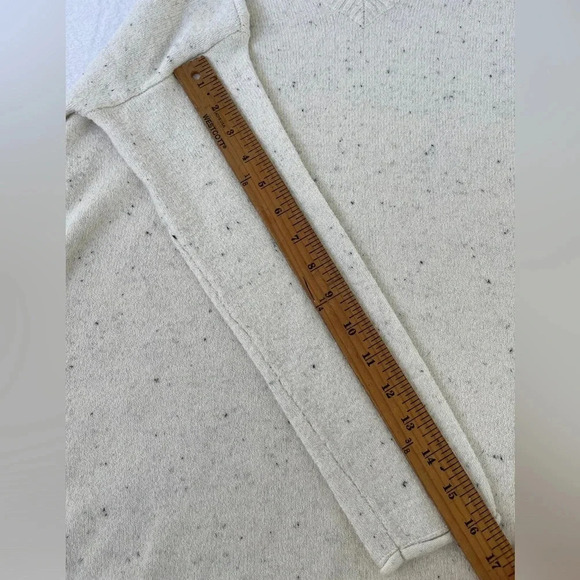 J Jill Pure Jill Sweater XS Petite White Speckled Knit V-Neck Tunic Pullover - Picture 10 of 11